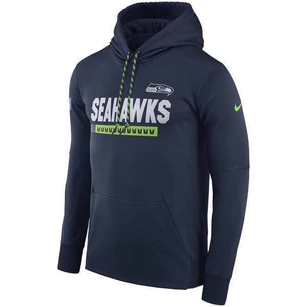 NFL Men Seattle Seahawks Nike Navy Sideline ThermaFit Performance PO Hoodie->cincinnati bengals->NFL Jersey